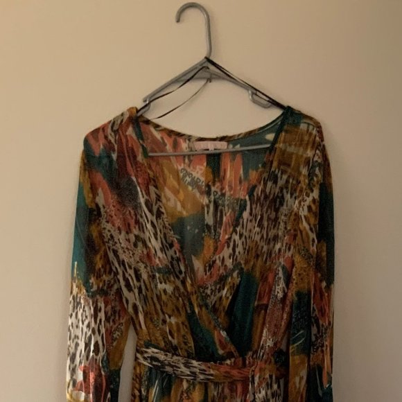 Long-Sleeve Colorful Belted Dress by Une Âme - Picture 1 of 3